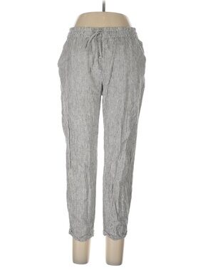 J. Crew Striped Drawstring Linen-Blend Pants - Gray/White